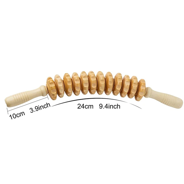 12 wheel Wood Therapy Roller Massage Tool, Curved Designed