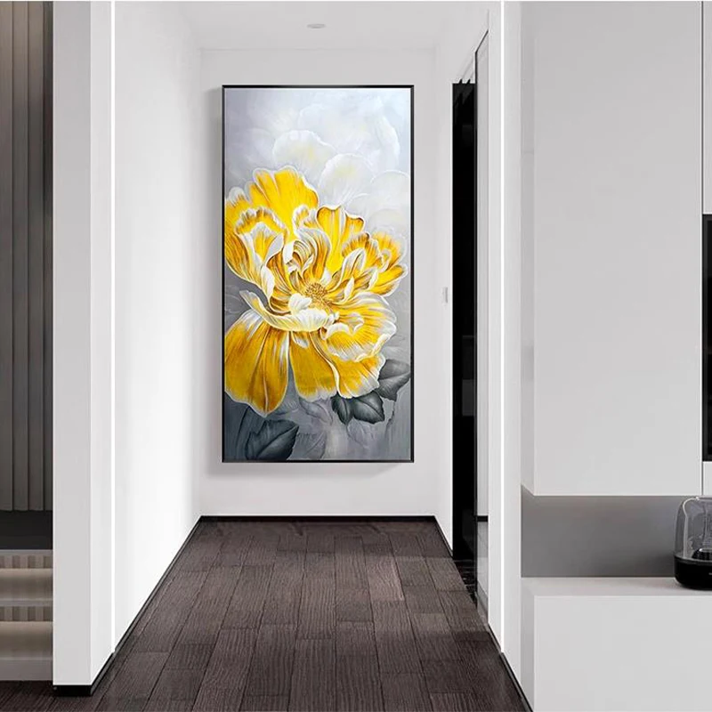 

OuzerQing 100% Hand Painted Oil Painting On Canvas Modern Abstract Flower Wall Art Living Room Picture Home Decoration Unframed