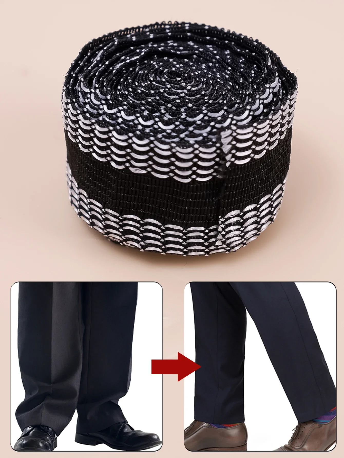 Self Adhesive Fabric Tape Self Adhesive Tape Clothing Auxiliary Fabric Self-Adhesive Pant Paste Tape for Pants Edge Shorten Trousers Patch Clothing Iron-on Hem Fabric Tape DIY Sewing Supplies 1/25M