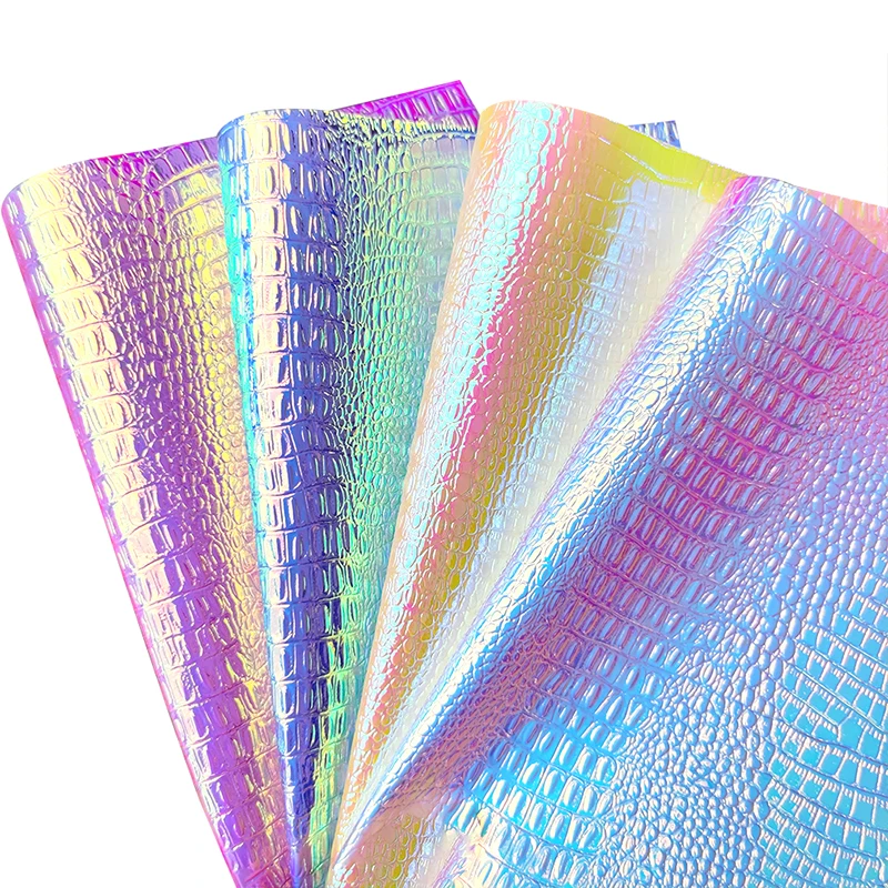 30X135CM Rainbow Alligator Skin PU Leather Fabric Embossed Faux Leather Fabric Crocodile Upholstery DIY