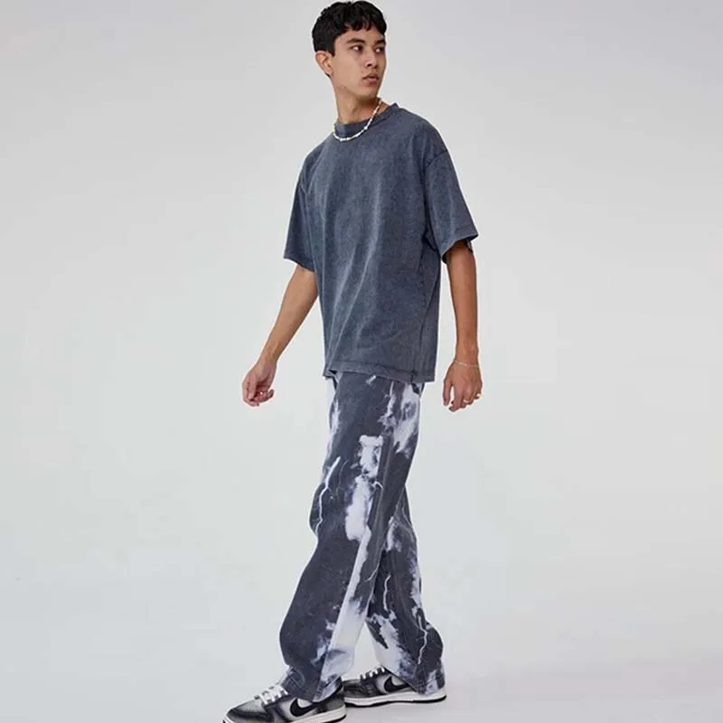 High Quality Hot Sale Casual Baggy Jeans Men's Korean Fashion Hip Hop Straight Wide Leg Trousers Couple Denim Pants