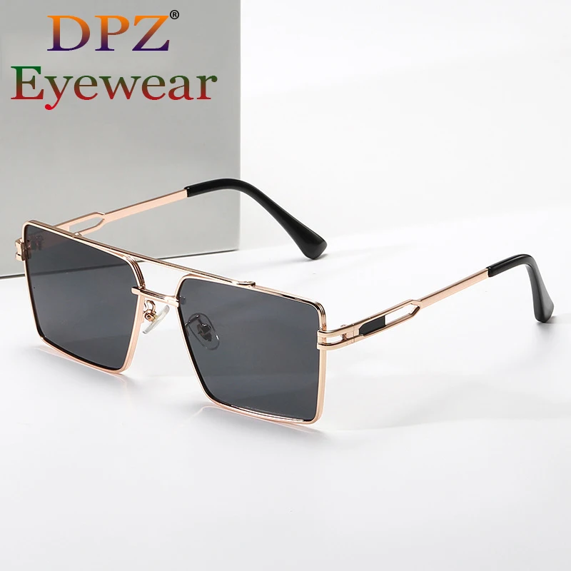 

2022 Fashion Cool Square Metal Style Gradient Pilot Sunglasses Men Women Vintage Luxury Brand Design Sun Glasses UV400 Shades