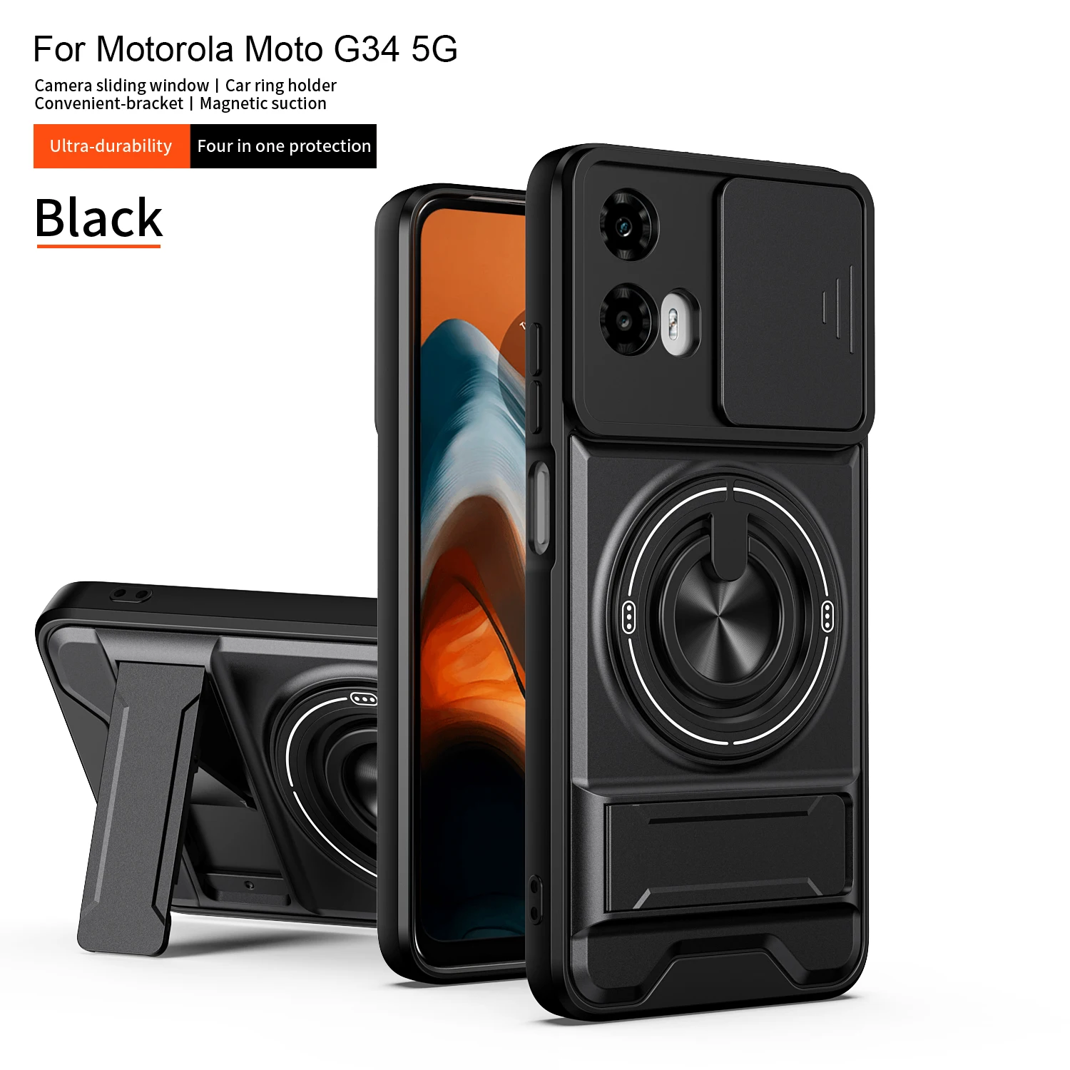 Rugged Magnetic Fold Holder Case with Military-Grade Armor and Camera Protection