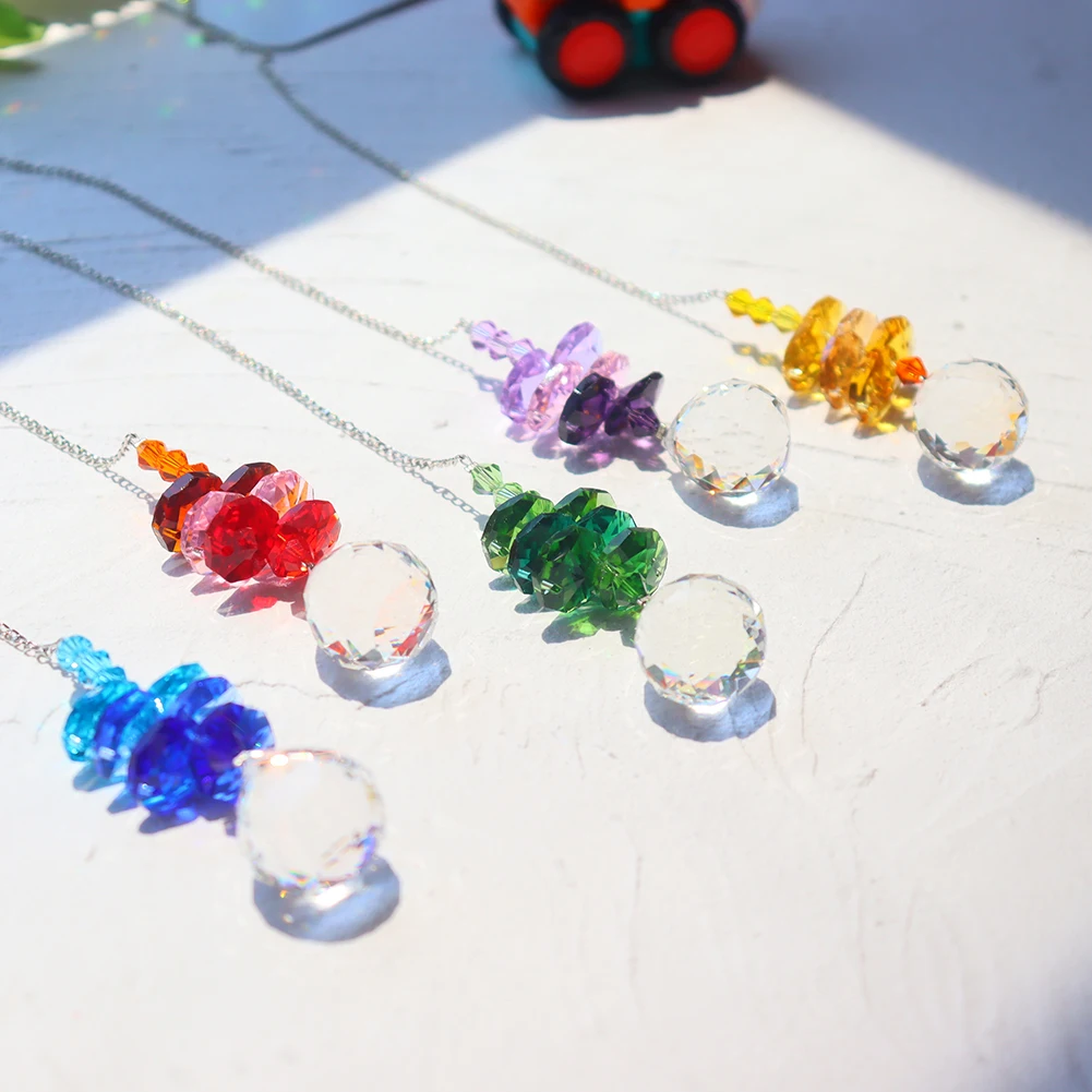 Suncatcher Crystal Wind Chimes Pendant Hexagon Diamond Prisms Hanging Rainbow Chaser Lighting Window Curtain Ornament Home Decor sun catcher crystal pendant sun catchers window ornament