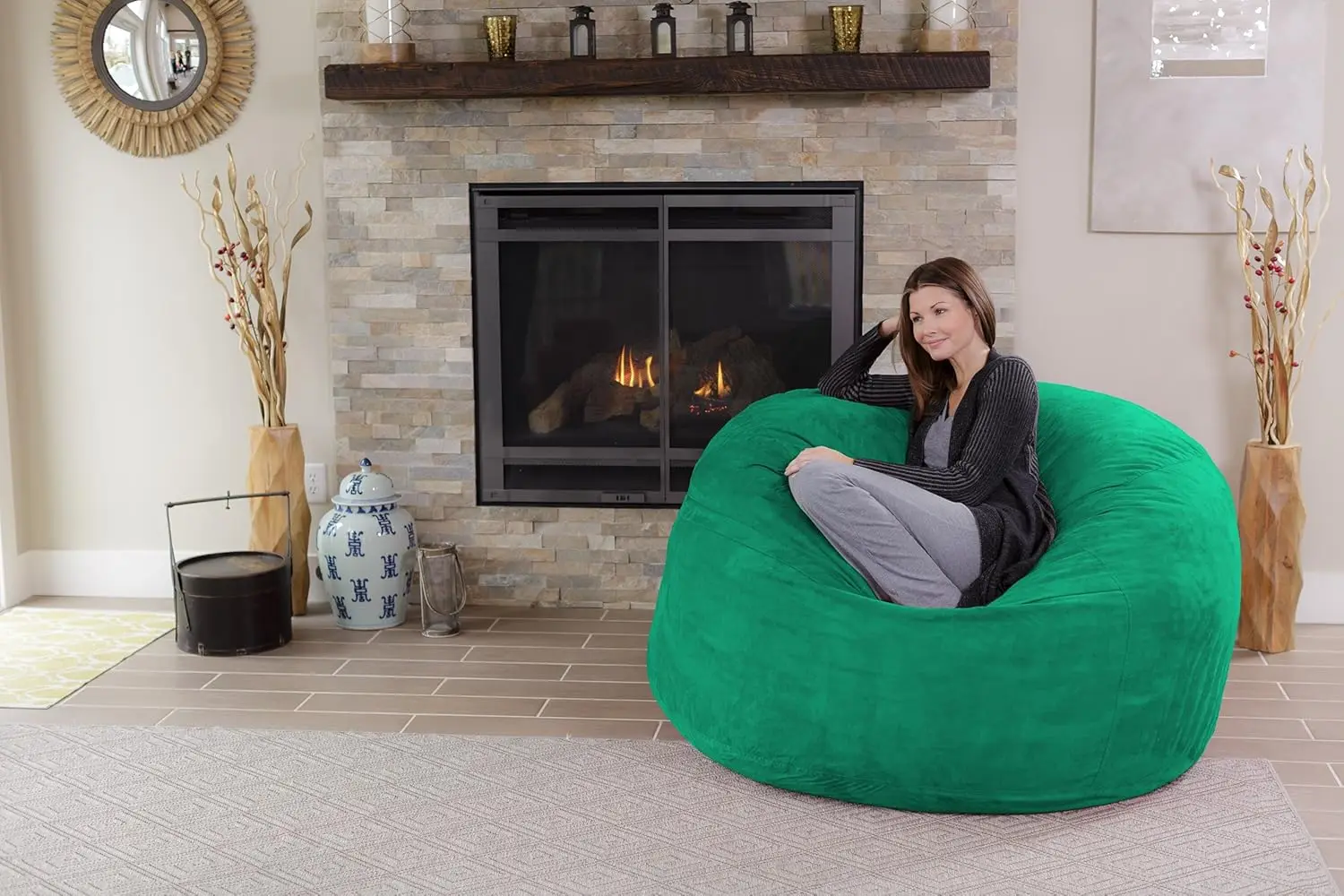Sack Bean Bag Chair: Giant 5' Memory Foam Furniture Bean Bag-Big Sofa with Soft Micro Fiber Cover-Tide Pool