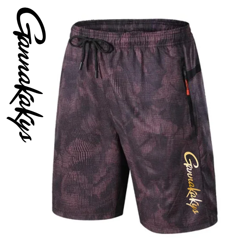 Summer Fishing Shorts Men's Sports Elastic Quick Drying Pocket Running Shorts Slow Running Fashion Beach Men's