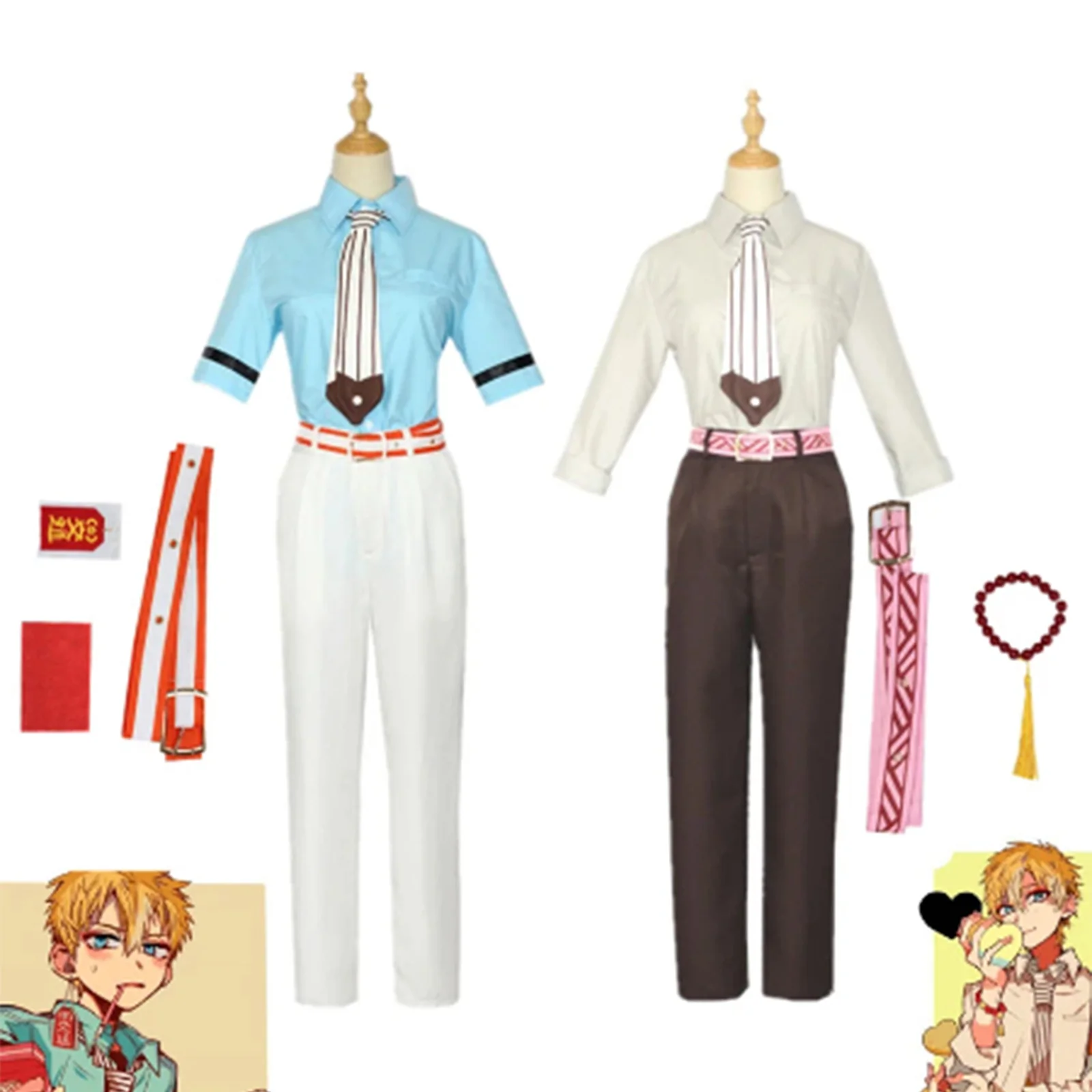 

Anime Toilet-Bound Hanako-Kun Minamoto Kou Cosplay Costume for Adult Printed Tie Christmas Uniform Halloween Top Shirt Pants