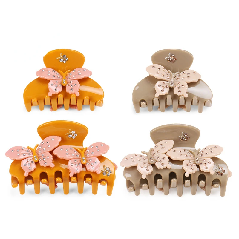 

New Design Acetate Bow Hair Claw Clips Butterfly with Rhinestones High Quality Hair Clips Girl Gifts Hair Accessories for Women