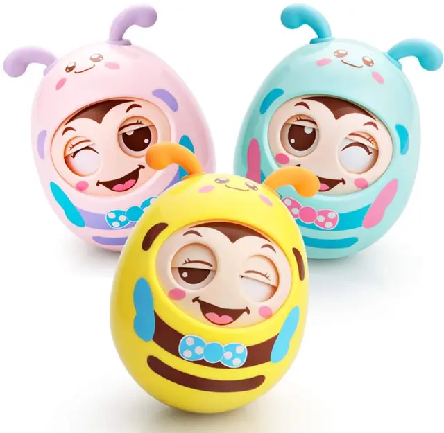 Roly Poly Toy Baby Infants Toddlers  Newborn Tumbler Egg Toys Blink Teether Toys for Toddlers w/ Belling Color Randomly 1