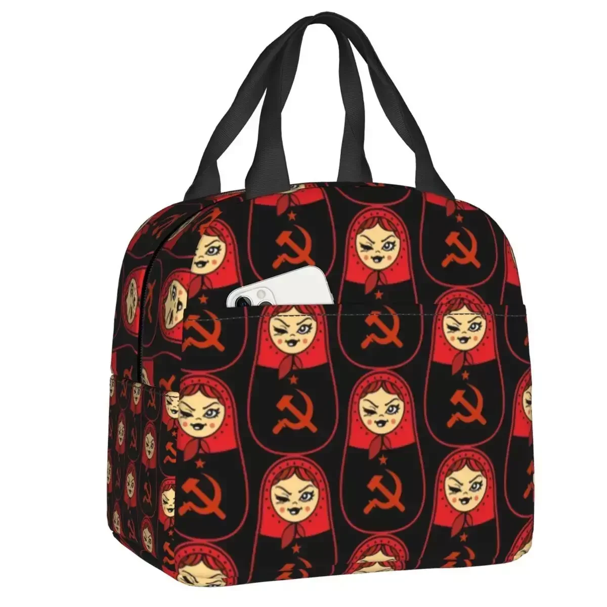 

2024 New Russia Matryoshka Doll CCCP Thermal Insulated Lunch Bag Russian Folk Art Lunch Tote For Kids School Children Food Box