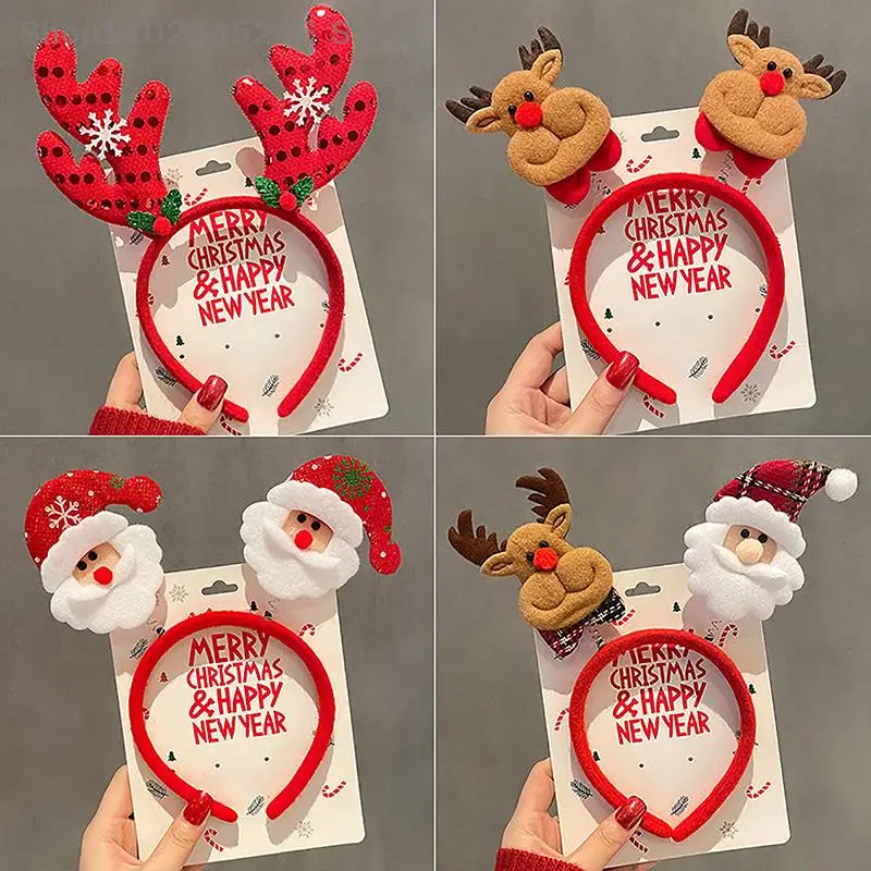 Merry Christmas Cartoon Elk Santa Claus Snowman Christmas Tree Hair Accessories Happy New Year Merry Headwear hair accessories