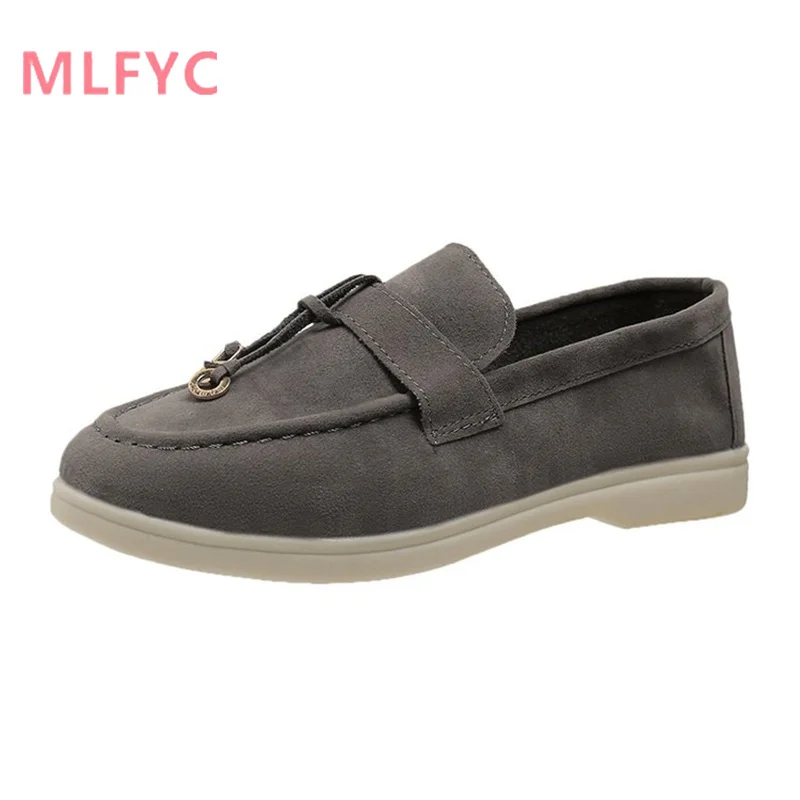 New Spring/Summer 2023 Women's Lazy Step on Flat Bottom Comfortable Low Heel Round Toe Large Single Shoe