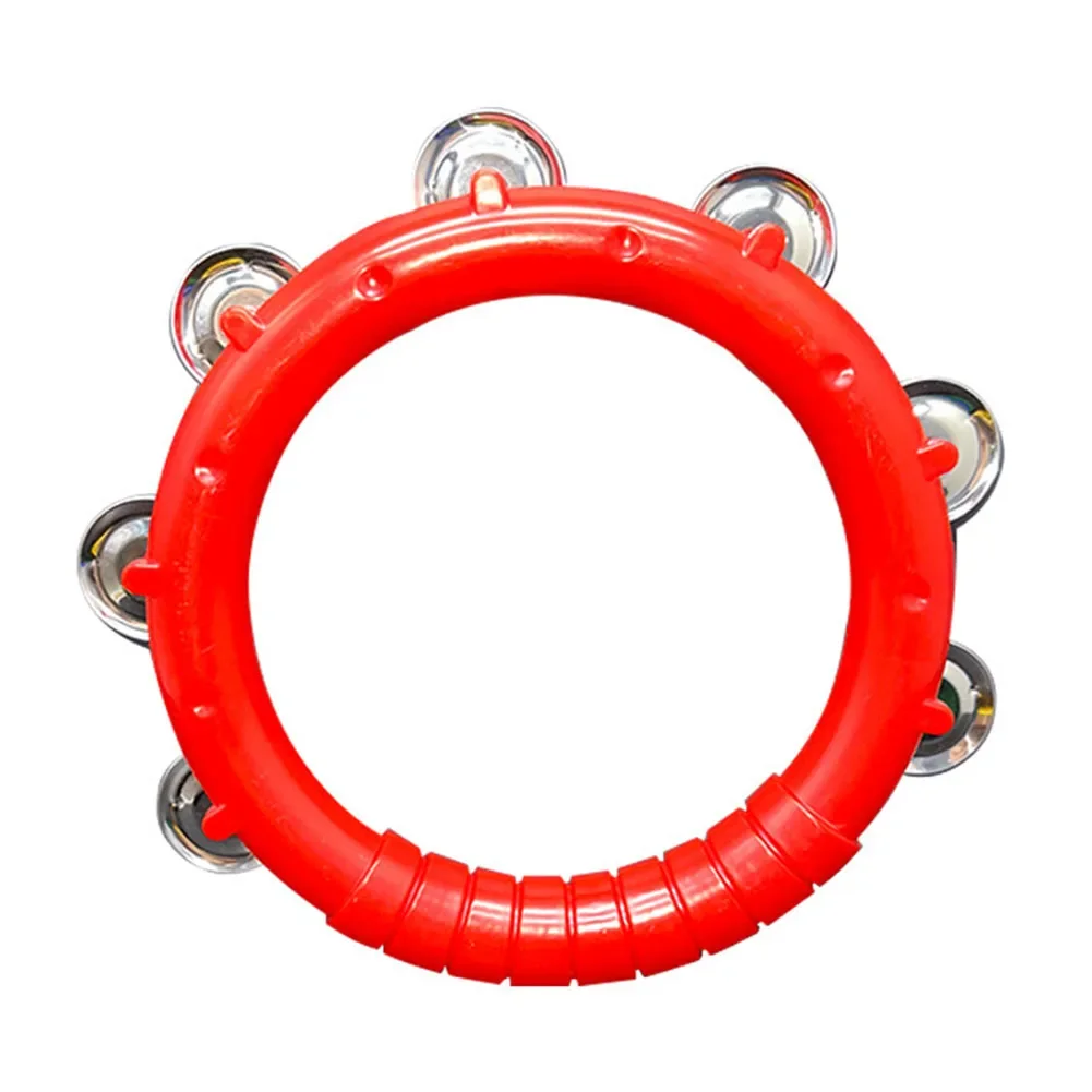 Tambourine Round Shape Grip Handle Hand Bell Jingles For KTV Dance Lead Party Church Christian Dance Tambourines Drum