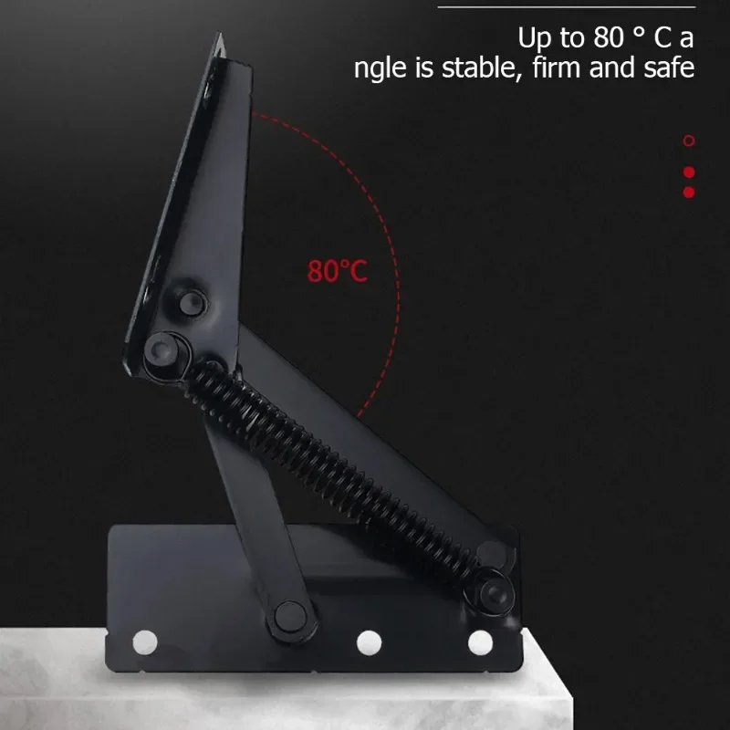 1 Pair 80 Degree Foldable Lifting Bracket Cabinets Sofa Hinge Lifter Furniture Storage Support Hinges Spring Standing Rack Hinge