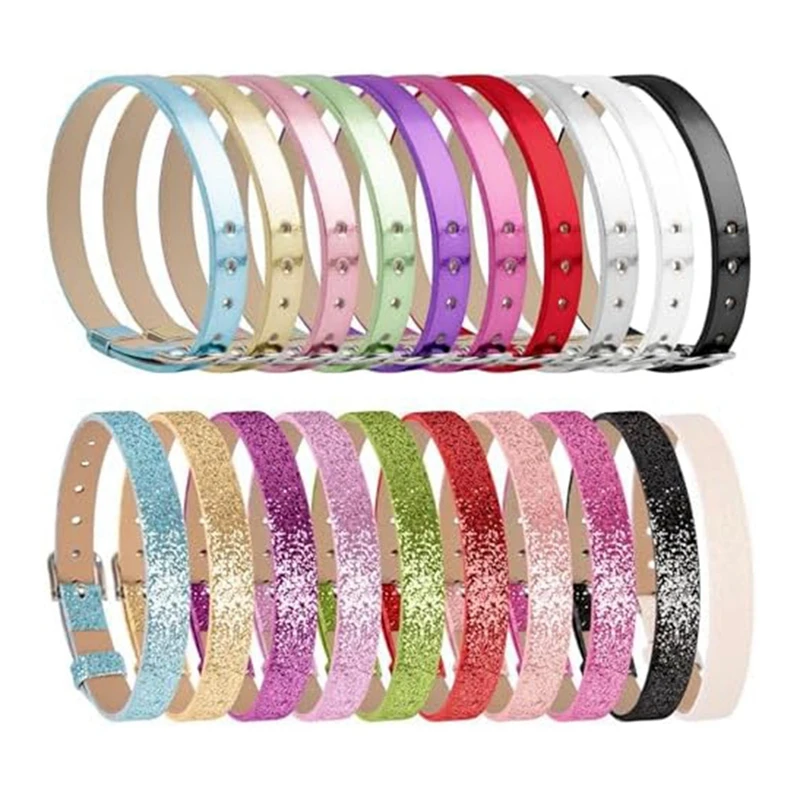 

Pack Of 20 8Mm Wristband Bracelet For 8Mm Sliding Letters For Jewelry Making DIY Craft 2 Styles Durable