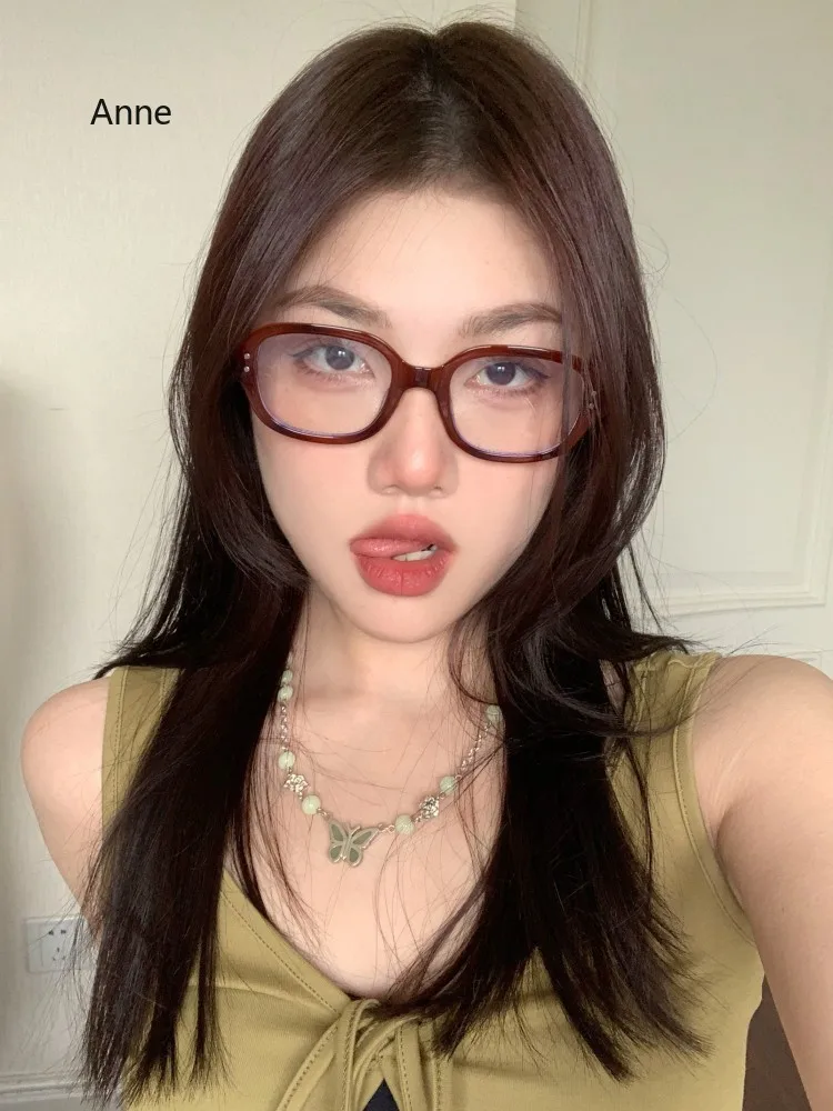 Eyeglasses Frames Eyewear Frames Women Glasses Fashion Eyeglasses Korea Retro Leopard Glasses Frame Women and Men No Makeup Star Style Decorative Frames