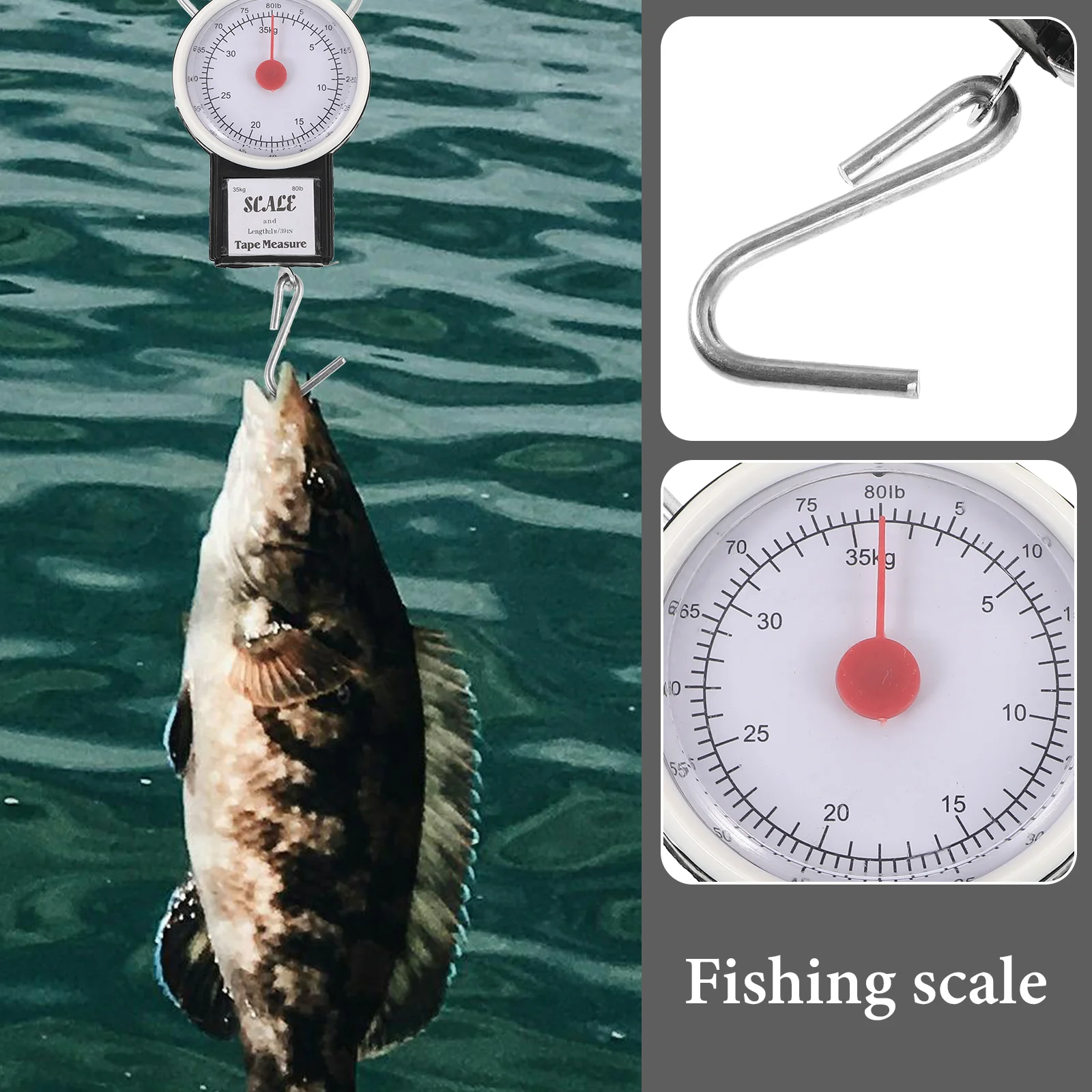 Portable 35KG Fish Hook Spring Mini Travel Suitcase Weight Measurement Tool High Precision Hanging for Weighing for Luggage