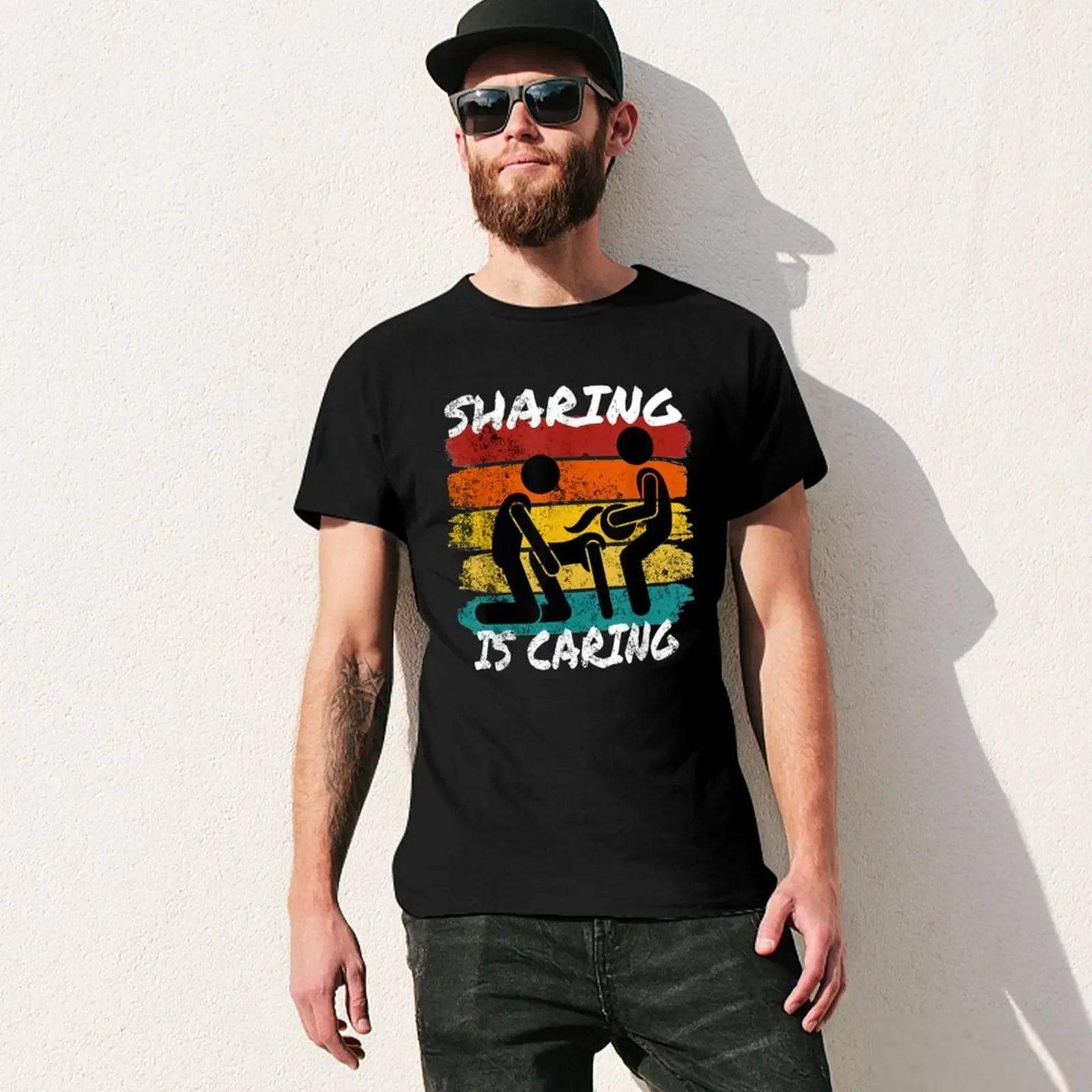 Sharing is Caring Threesome Sex Polyamory Gifts Swingers T-shirt vintage clothes tops sublime fruit of the loom mens t shirts