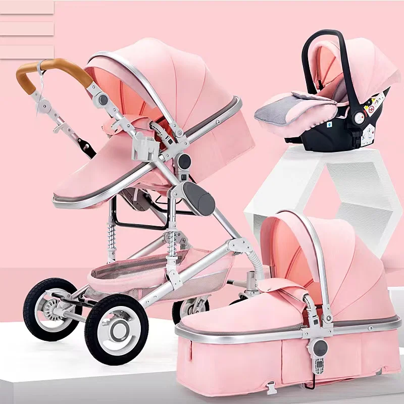 babystroller3in1withcarseatLuxuryMultifunctionalBABYcarriagepinkFoldingbaby