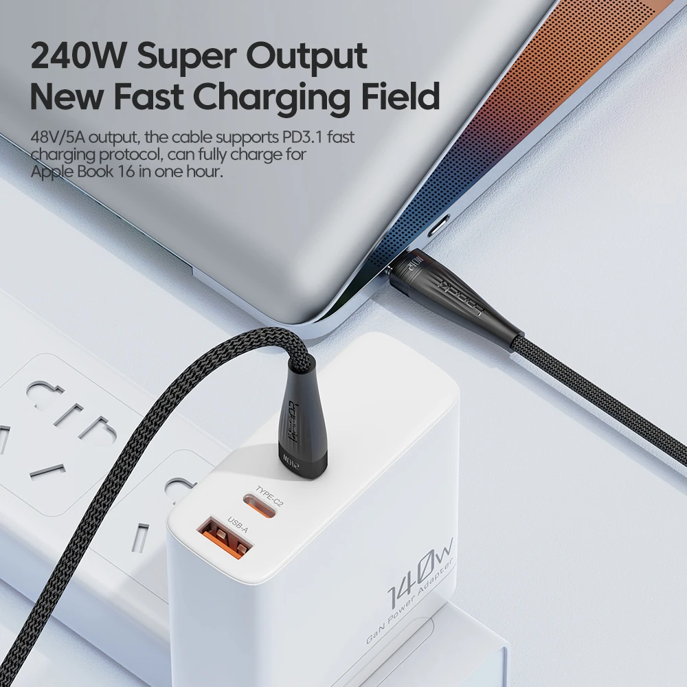 Toocki 240W Fast Charging USB-C to USB-C Cable, 0.25M