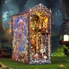 DIY Book Nook Wooden Miniature Model Kit Fairy Tale Elf Castle Casa Bookend Assembled 3D Puzzle Bookshelf Home Decor Gifts 1