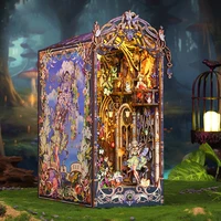DIY Book Nook Wooden Miniature Model Kit Fairy Tale Elf Castle Casa Bookend Assembled 3D Puzzle Bookshelf Home Decor Gifts 1