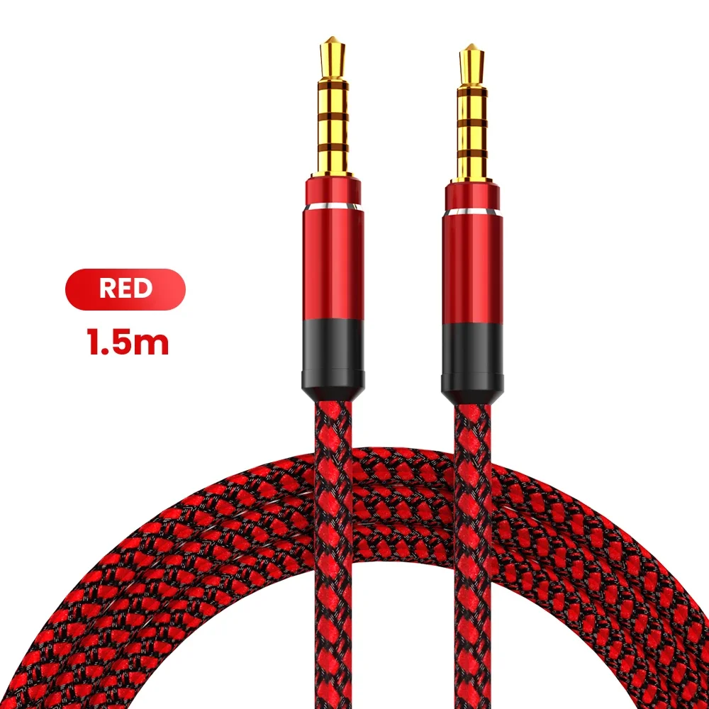 3.5mm Audio Cable Nylon Braided AUX Cord 1.5M for Car Headphones Phone MP3 Player and Speaker Headset Extension