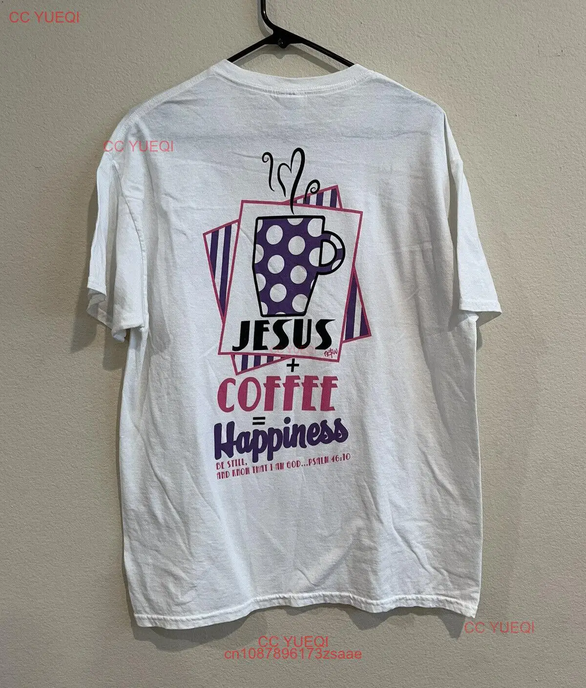 Винтажная футболка для взрослых, цвет белый/розовый