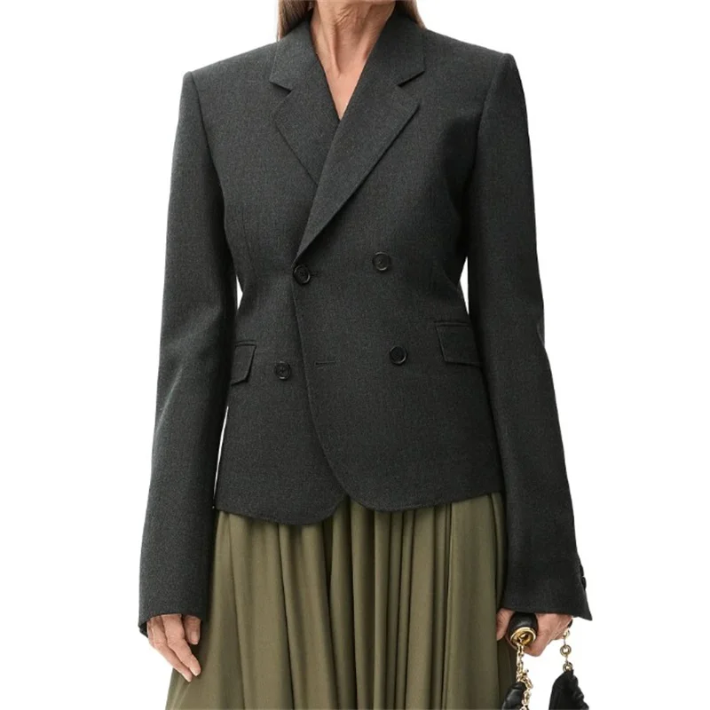 women's blazer autumn new outerwear double breasted slim fit women's suit jacket High quality long sleeved top Women's coat