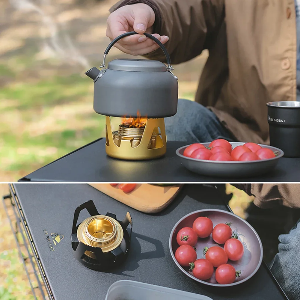Tragbarer Mini-Alkohol-Herd brenner verstellbarer Feuerkraft-Benzin herd Aluminium legierung halterung ultraleichte Messing-Camping öfen – Detail 5