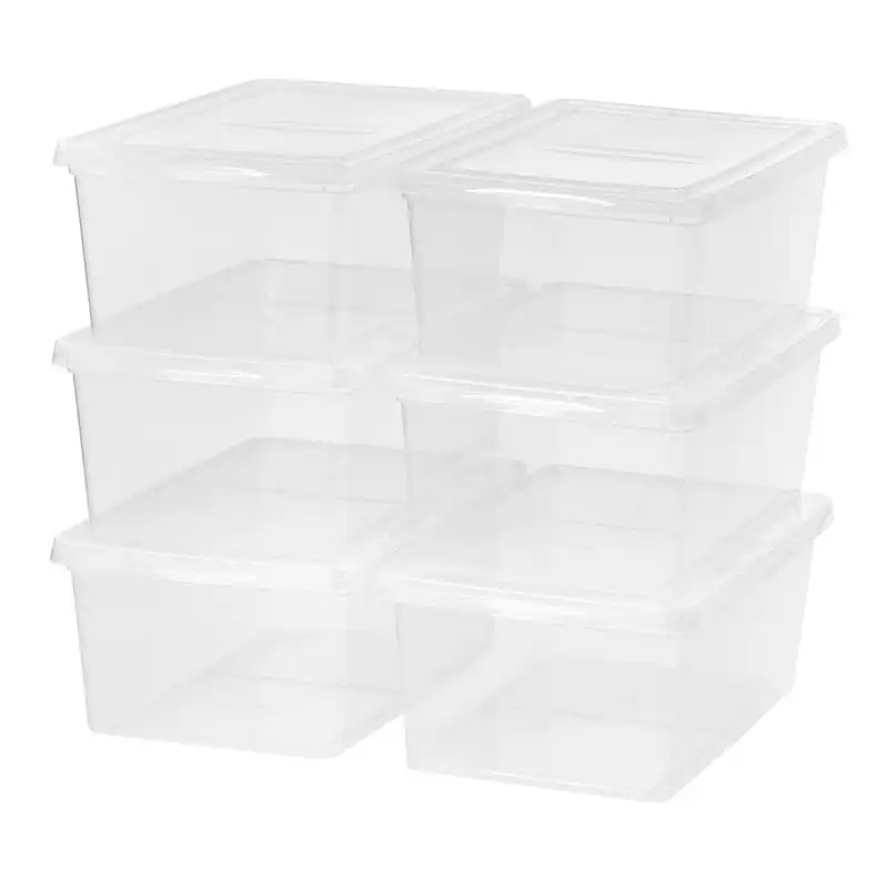 

Quart Plastic Stackable Closet Storage Box - Clear - Set of 6 Drawer organizers Belt organizer House organization and storage St