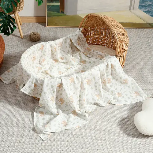 Elinfant Cute Soft Print Baby Towel Wrap 120x110cm Bamboo Cotton Baby Muslin Swaddle Blanket - Image 29