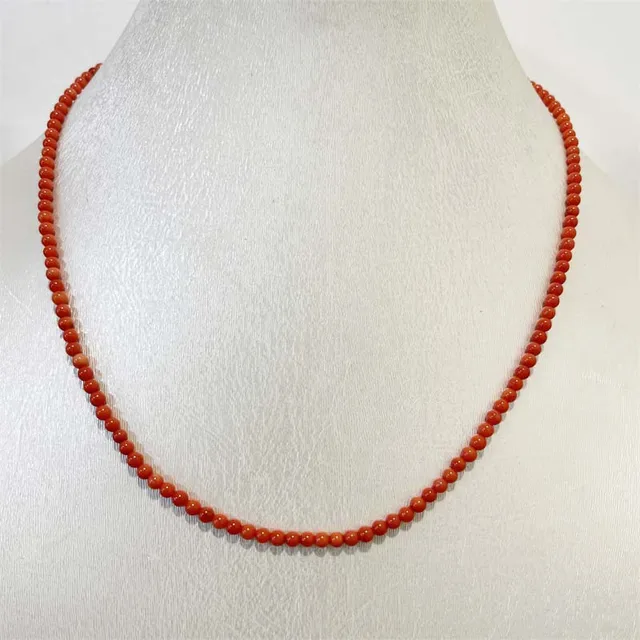 Collier de luxe en corail Orange 3MM pour femmes, petite taille, pierre précieuse, collier d'amour de mariage, bijoux 1