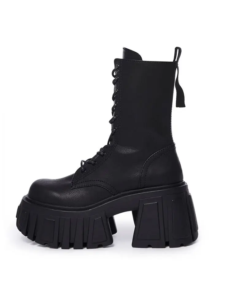 Bottes plateforme talon haut compensé femmes automne hiver cheville épaisse style comique pêche