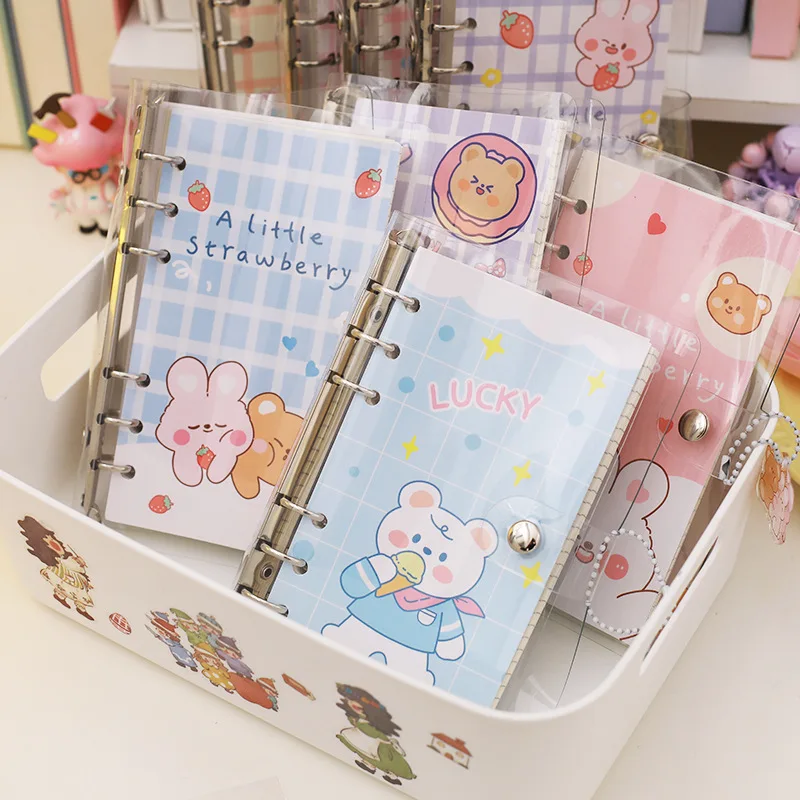 

Cute Ins Cartoon A6 Notebook Binder Loose Leaf Grid Paper Diary Notepad Daily Planner DIY Hand Leger School Supplies Stationery