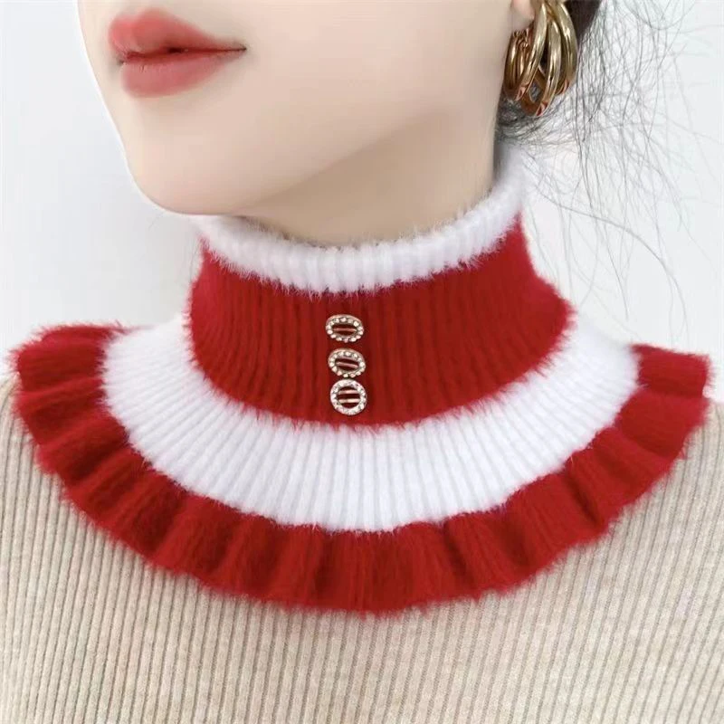 

Detachable Collar Scarf Warm Winter Windproof Wrap Scarf Knitted Fake Collar Wool Scarf for Women Turtleneck Knitt False Collars