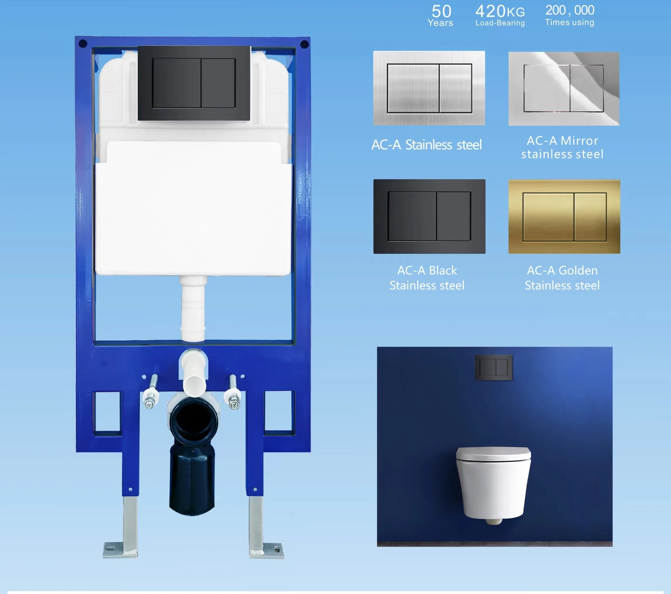 Wall Hung Toilet Installation System, Concealed Flush, Toilet Cistern with Frame, Top Selling