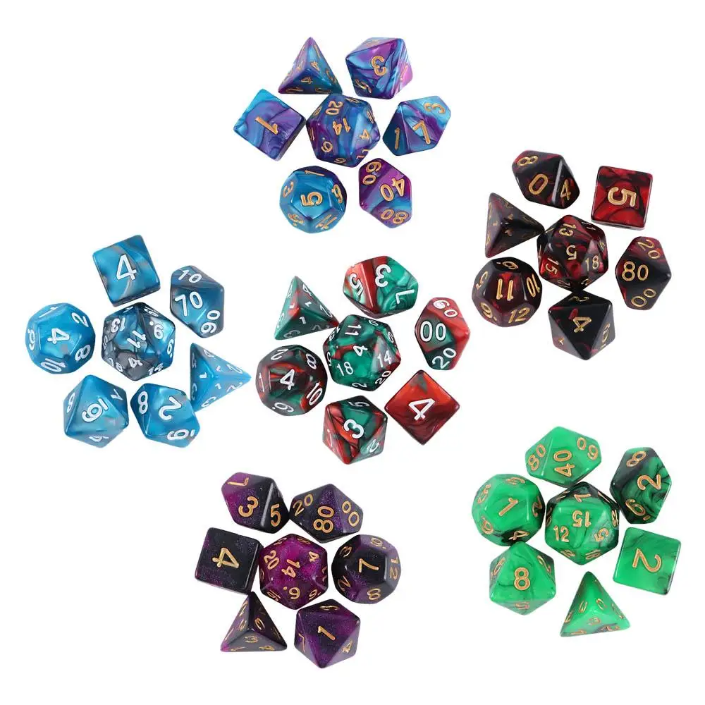 7Pcs Polyhedral Dice Double-Colors Polyhedral Game Dice 7pcs set double colors dnd dice 7 die table game d4 d6 d8 d10 d12 d20 polyhedral dice party game acrylic game dice trpg dnd