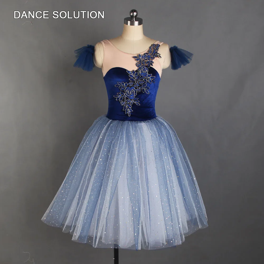 

Navy Blue Velvet Bodice with Romantic Tulle Skirt Ballet Tutu Costumes for Women Stage Performance Dancewear Tutu Dress 21319