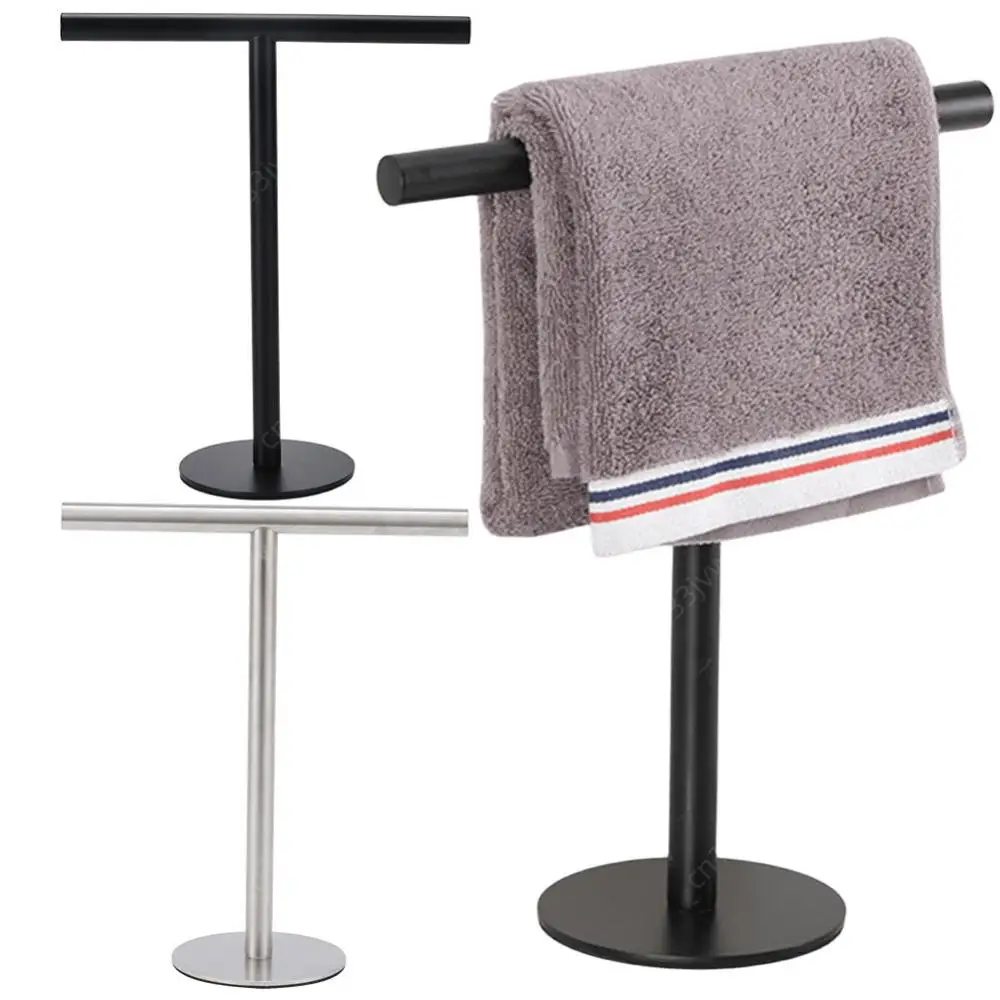 Stainless Steel Hand Towel Holder Free Standing Towel Rack T-Shape Bar Rack for Bathroom Vanity Countertop