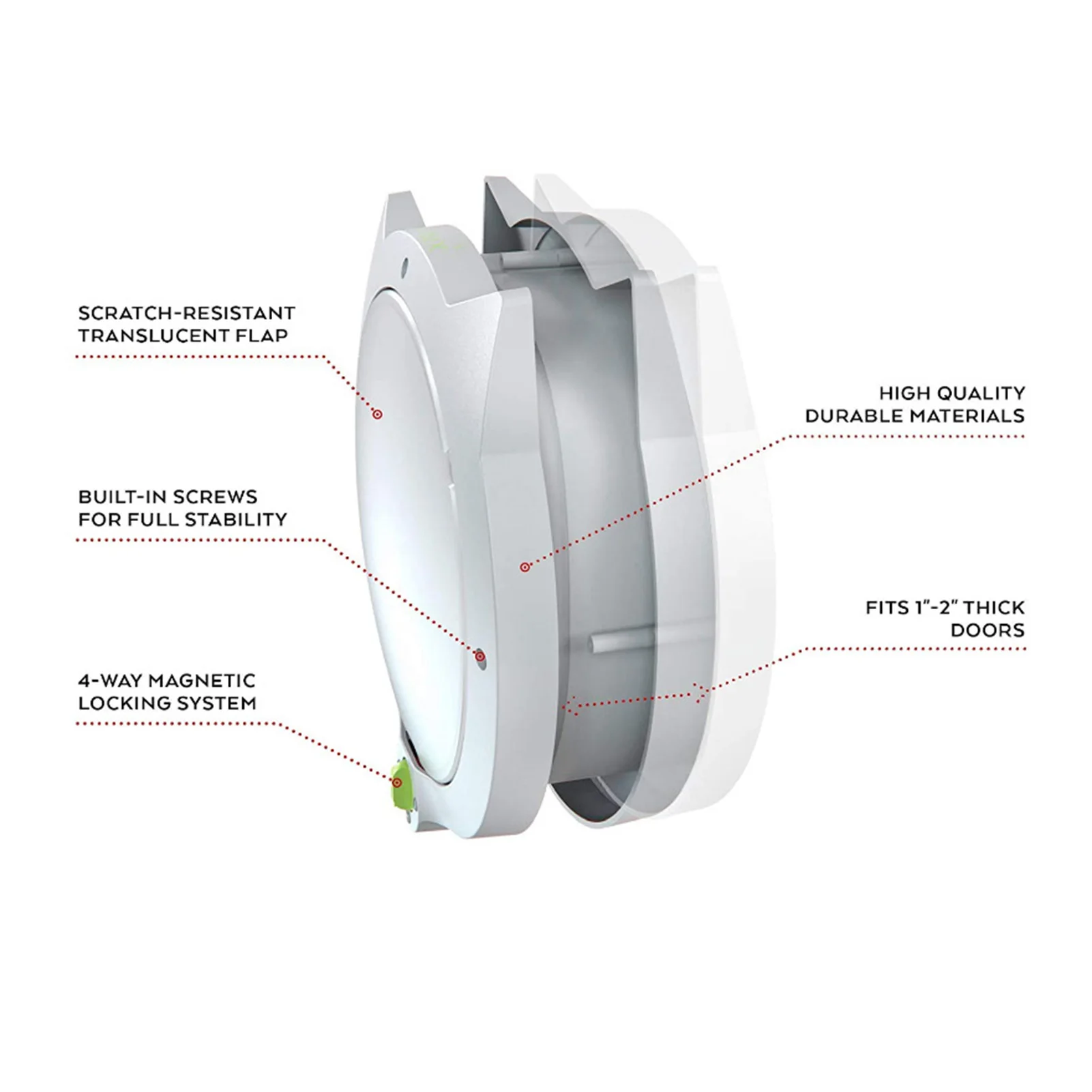Pet Door Round Door Flap for Dog Security Doors ABS 4 Ways Modes Interior Exterior Lockable Pet Flap Locking Cover