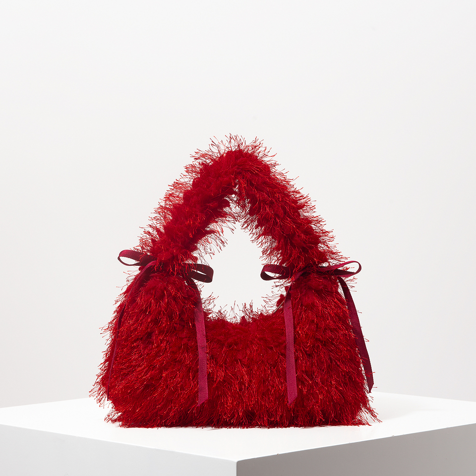 Y2K Style Women Shoulder Bags, Ribbon Butterfly Bag, Burgundy Bag, Cute Charm Clutch, Hobo Handbag, Vacation Travel Purse for Girl