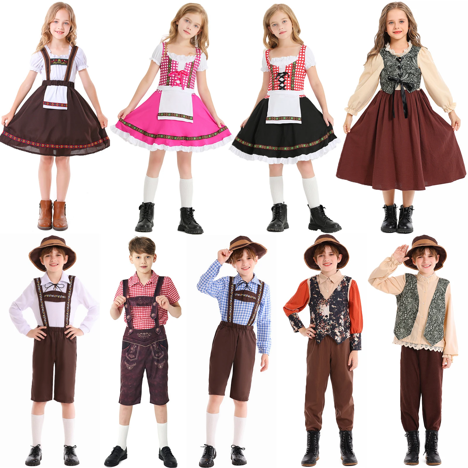 Umorden German Bavarian Oktoberfest Beer Boy Girl Costume Cosplay for Boys Girls Child Toddler Teens 2-4T 4-12Y 14-16Y