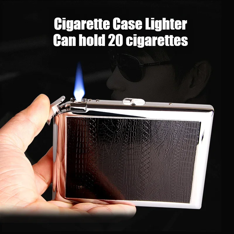 Newest (20 Cigarettes) Black Leather Metal Cigarette Case and ...