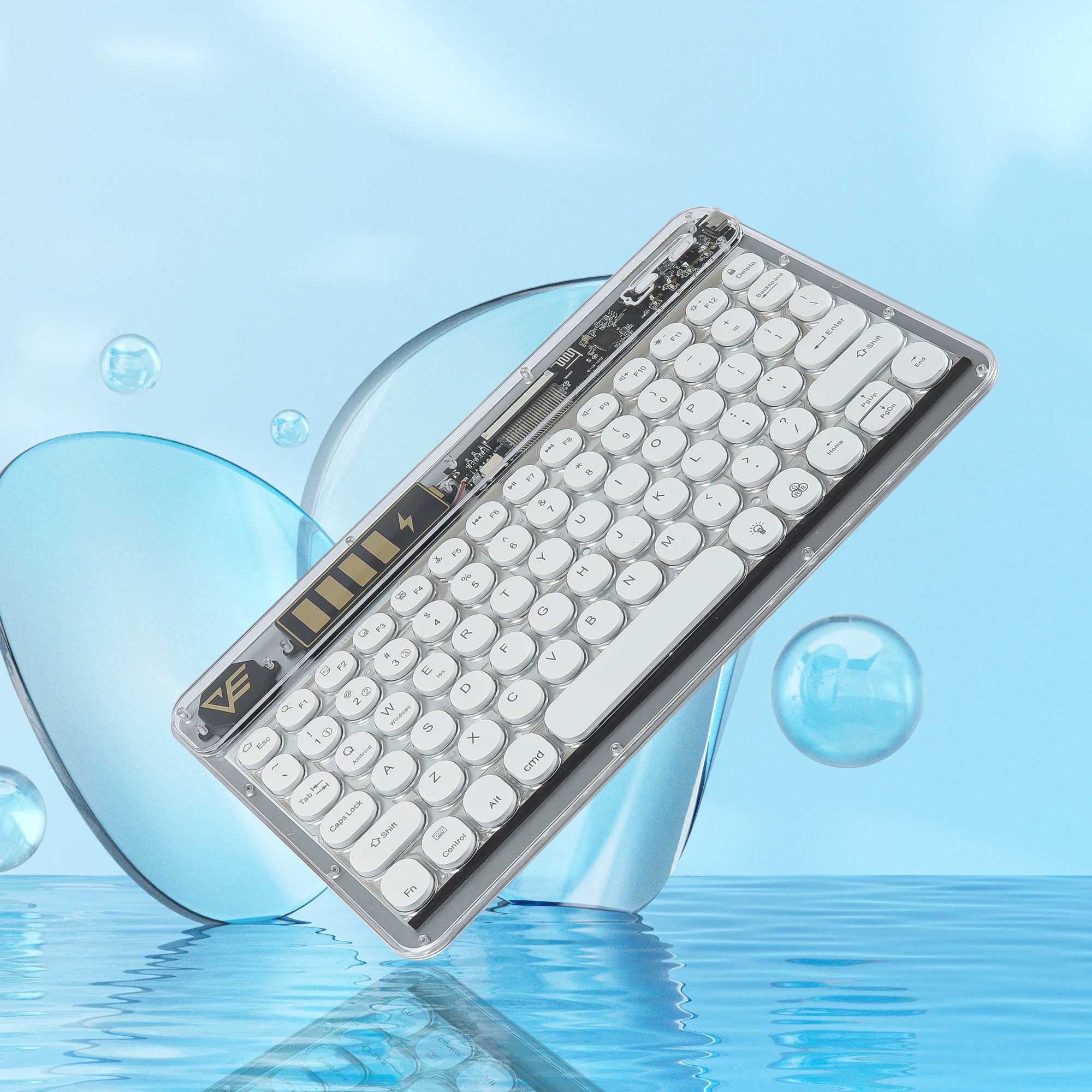 

Wireless Bluetooth Keyboard Silent Multi Device Connection Dual Mode Rechargeable Wireless Keyboard MultiSystem Compatibility