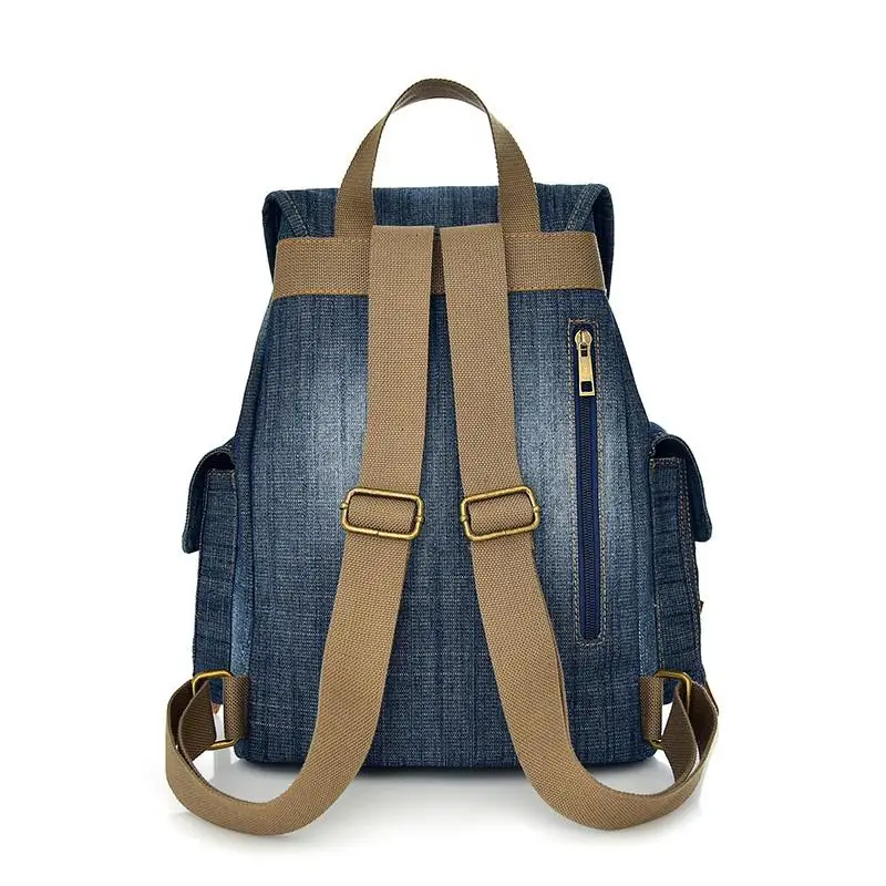 Annmouler Fashion Women Backpacks Large Capacity Daypack Denim Rucksack Drawstring 2022 College Students School Bag For Girls 3
