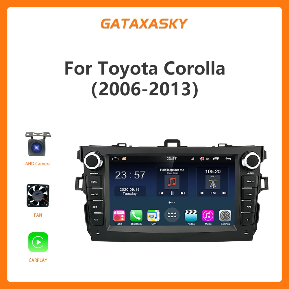 

GATAXASKY 8'' for Toyota Corolla E140/150 2007 2008 2009 2010 2011 2012 2013 Car Stereo Android Radio Multimedia Player Speakers