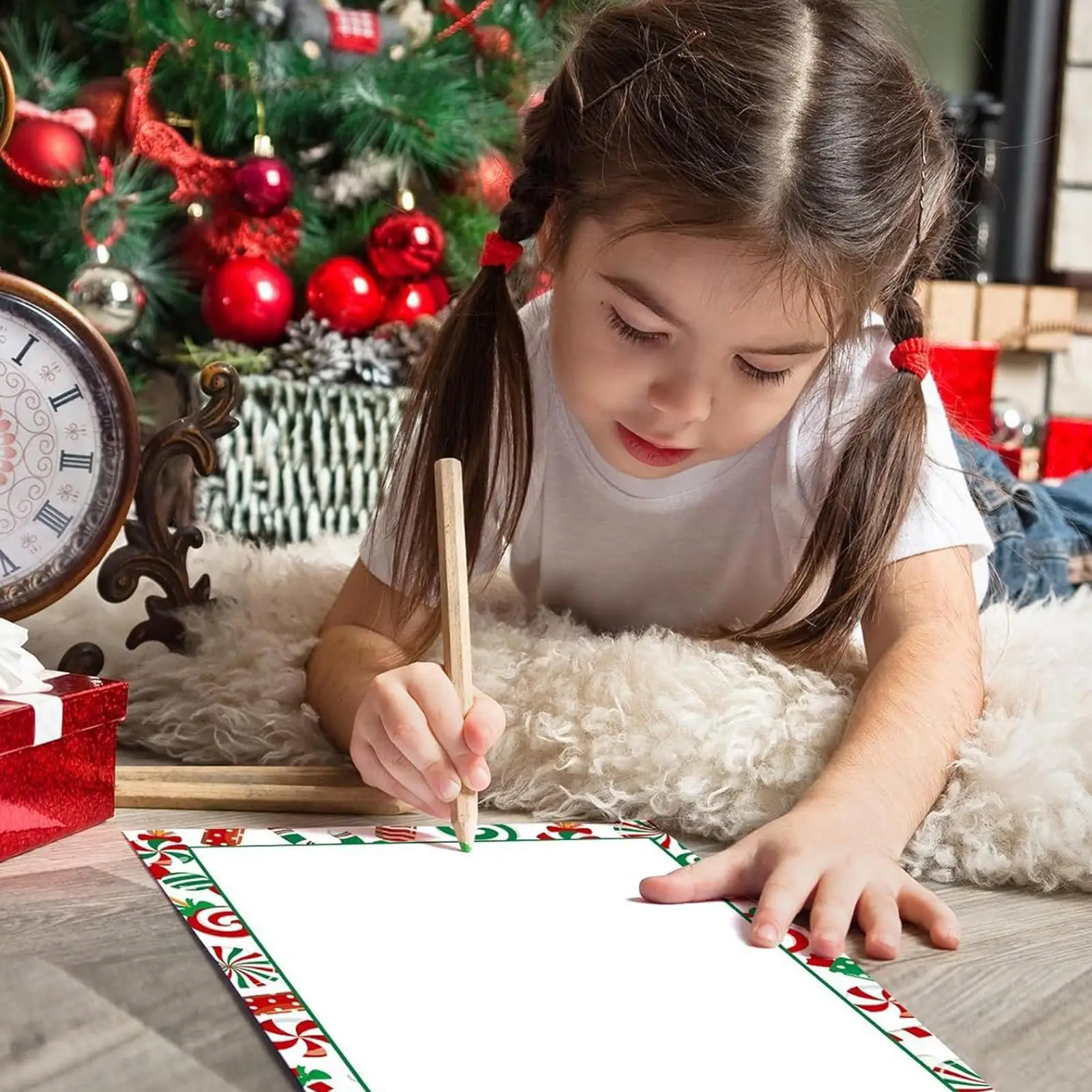 크리스마스 편지지 종이 50장 겨울 휴일 용지 휴일 문구류 편지 작성용 종이 메모 웨딩 초대장