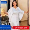 Boubou Robe Africain Femme Outfits 2025 High Quality Dashiki White Diamonds Long Bat Sleeve O-neck Maxi Robe Dresses For Women