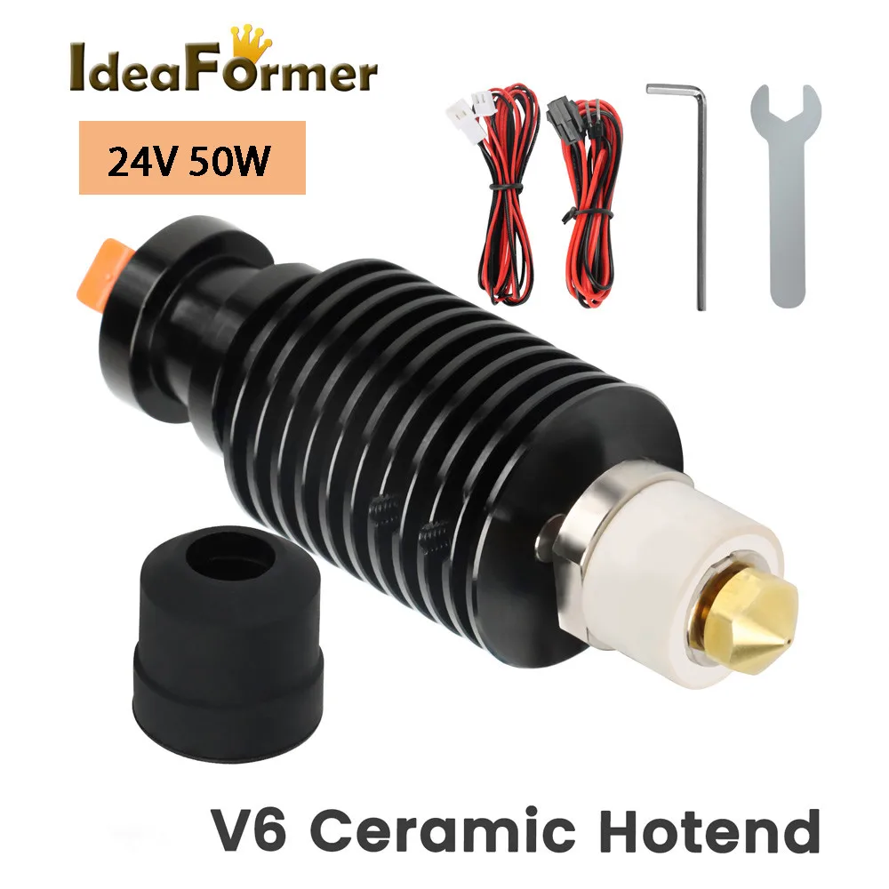 E3D V6 Hotend Ceramic 24V 50W Ceramic Heating Core Print Head for MK3S Voron 2.4  Extruder 3D Printer Parts 3D Printer J-head 24v e3d v6 hotend for dde ddb voron 2 4 prusa extruder ender 3 cr10 mk3s 3d printer j head ceramic heating core print head